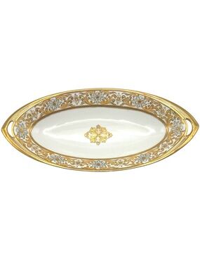 Antique 1900s RC Nippon Noritake Moriage Gold Serving Dish Art‎ Nouveau 13”